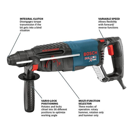 Bosch 1" SDS-Plus Bulldog Xtreme Rotary Hammer with D-Handle