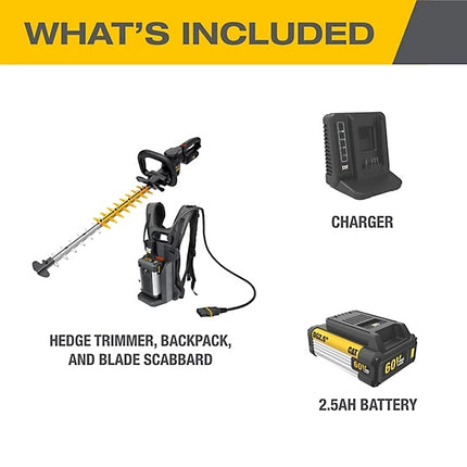 CAT 60V 25" Professional Backpack Hedge Trimmer
