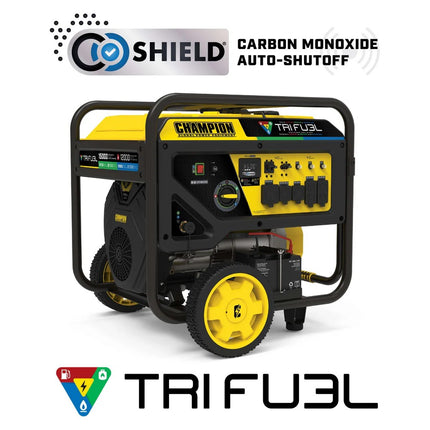 Champion 201161 12000W/15000W Tri-Fuel Generator Electric Start CO Shield New