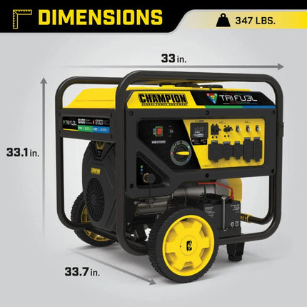 Champion 201161 12000W/15000W Tri-Fuel Generator Electric Start CO Shield New