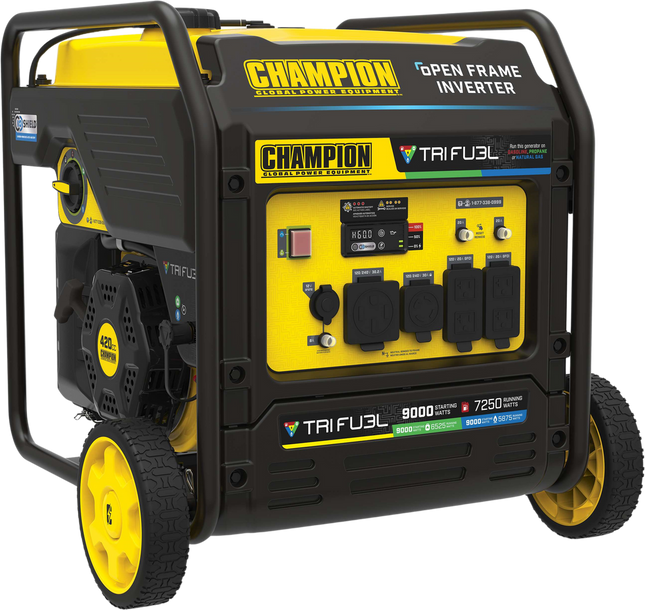 Champion 9000-Watt Portable Generator, Tri-Fuel, Inverter, CO Shield, Electric Start