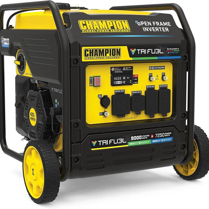 Champion 201176 9000W Tri-Fuel Open Frame Inverter Generator Electric Start
