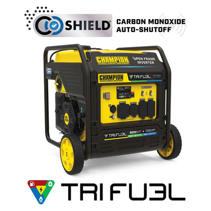 Champion 201176 9000W Tri-Fuel Open Frame Inverter Generator Electric Start