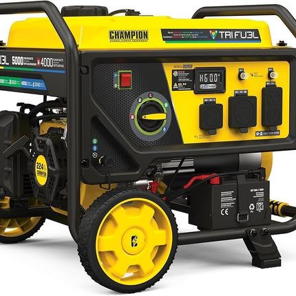 Champion 201223 4000W/5000W Tri-Fuel Generator Gas Propane NG CO Shield Electric Start
