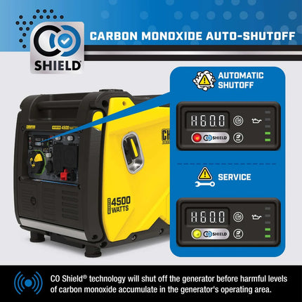 Champion 201318 3500W/4500W Gas Inverter Generator Low THD CO Shield New
