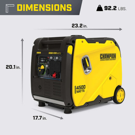 Champion 201318 3500W/4500W Gas Inverter Generator Low THD CO Shield New