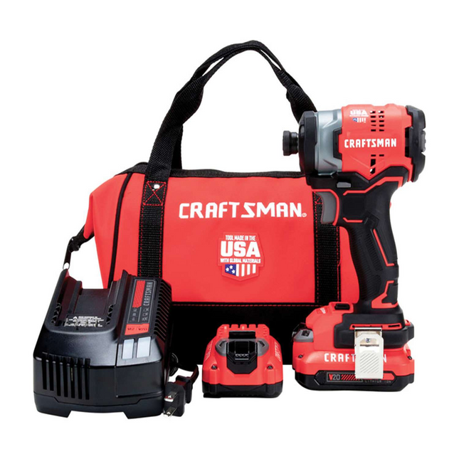 Craftsman V20 1/4" Brushless Cordless Impact Driver Kit with Battery & Charger