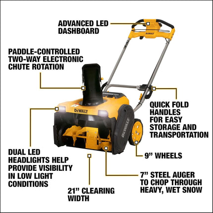 DEWALT 60V MAX FLEXVOLT 21" Single Stage Brushless Snow Blower Kit