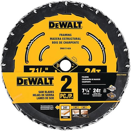 DEWALT 7-1/4" 24T Precision Cut Circular Blades – Twin Pack