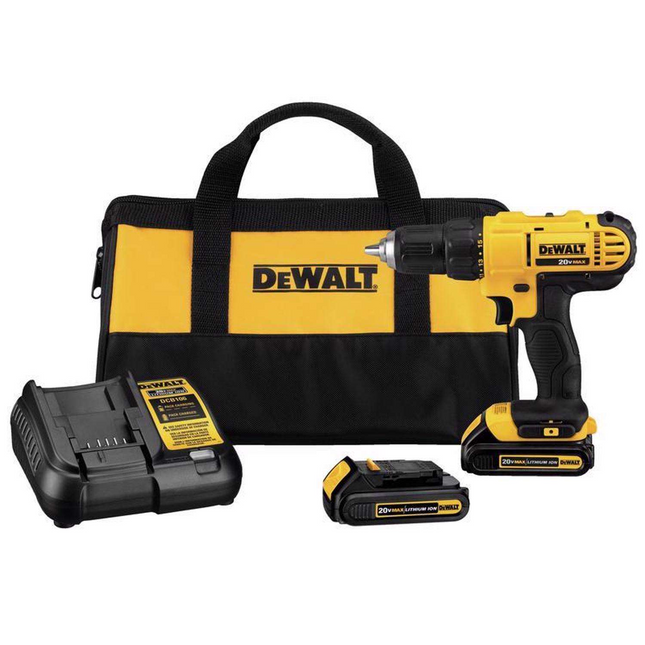 DeWalt 20V MAX 1/2" Brushed Cordless Compact Drill Kit with Battery & Charger