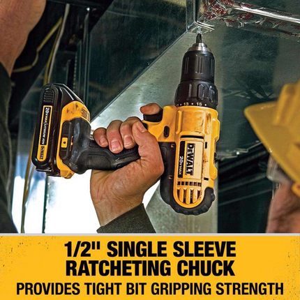 DeWalt 20V MAX 1/2" Brushed Cordless Compact Drill Kit with Battery & Charger