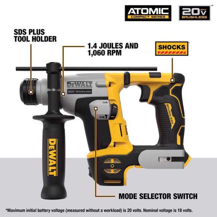 DeWalt DCH273B 20V ATOMIC 5/8" Cordless SDS Plus Hammer Drill