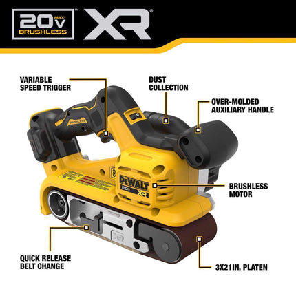 DeWalt 20V MAX XR 3x21 Cordless Belt Sander Bare Tool