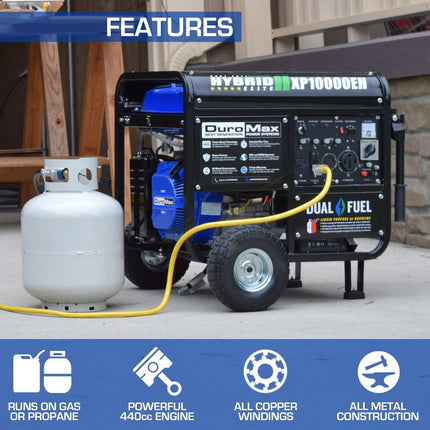 DuroMax XP10000EH 10000W Dual Fuel Generator 8000W Running Electric Start