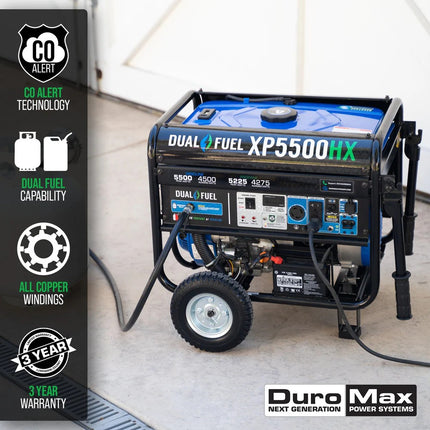 DuroMax XP5500HX 4500W/5500W Dual Fuel Generator CO Alert Electric Start New