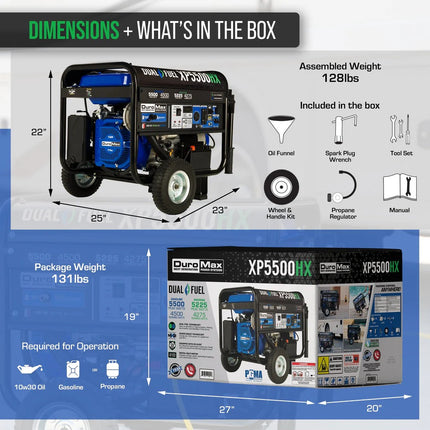 DuroMax XP5500HX 4500W/5500W Dual Fuel Generator CO Alert Electric Start New