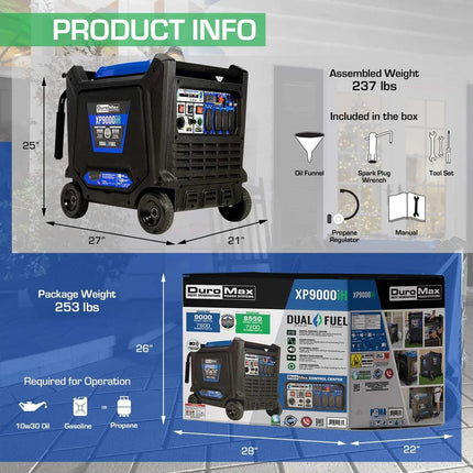 DuroMax XP9000iH 9000W Gas Propane Inverter Generator Remote Start