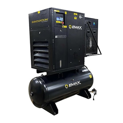 EMAX 10HP Rotary Screw Air Compressor 120 Gal Tank & Dryer 230V