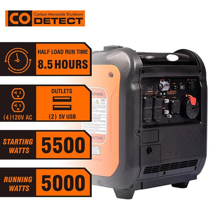 GENMAX GM5500i 5500W Gas Inverter Generator Electric Start 30 Amp New