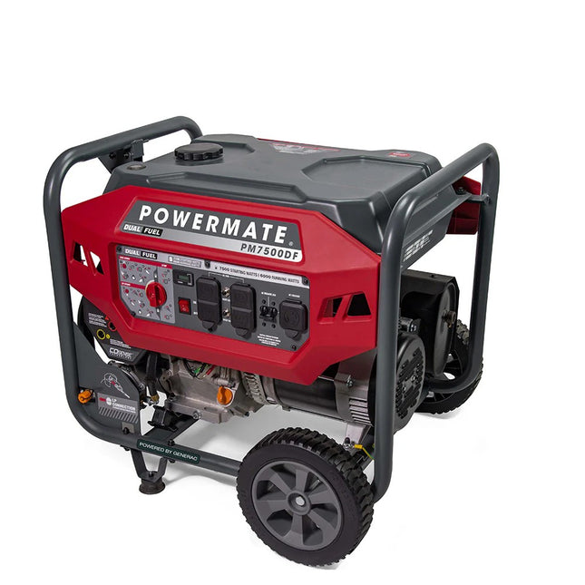 Powermate PM7500DF 7500W Dual Fuel Generator 6000W Running Recoil Start CO-Sense