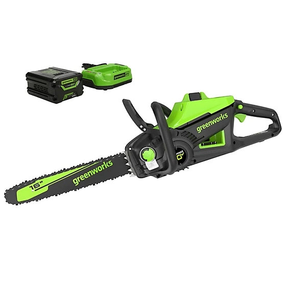 Greenworks 16” 60V Cordless Chainsaw Kit with Battery & Charger