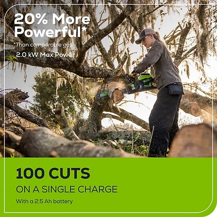 Greenworks 16” 60V Cordless Chainsaw Kit with Battery & Charger