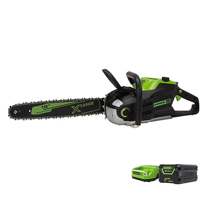 Greenworks 18” 60V Cordless Chainsaw Kit with Battery & Charger