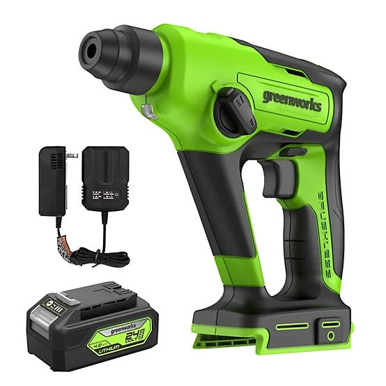 Greenworks 24V 7/8" Brushless SDS-Plus Rotary Hammer Kit with 4Ah Battery