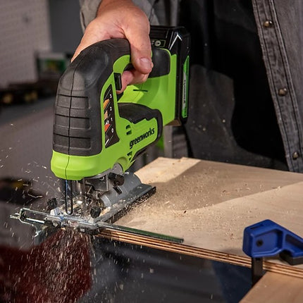 Greenworks 24V Cordless Brushless Jigsaw with 4.0Ah USB Battery & Charger