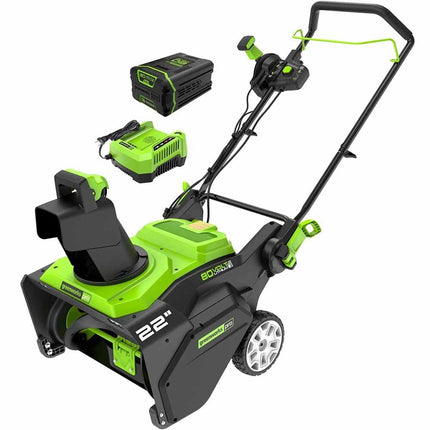 Greenworks 80V 22" Single Stage Snow Blower with 4Ah Battery & Charger