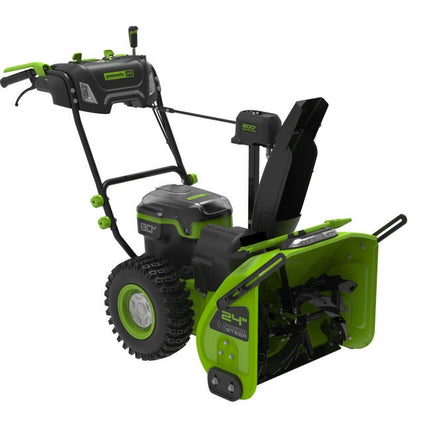 Greenworks 80V 24" Dual Stage Snow Thrower with Two 5Ah Batteries & Charger