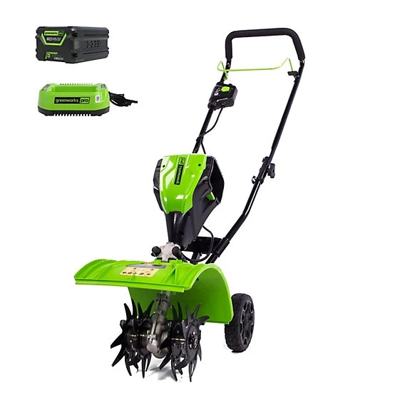 Greenworks 60V 8-Inch 4-Tine Brushless Electric Tiller (Complete Kit with Battery)