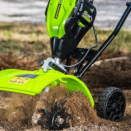 Greenworks 60V 8-Inch 4-Tine Brushless Electric Tiller (Complete Kit with Battery)