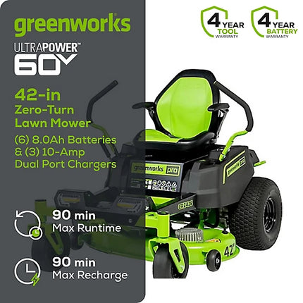 Greenworks CrossoverZ 42-Inch 60V Electric Zero-Turn Mower