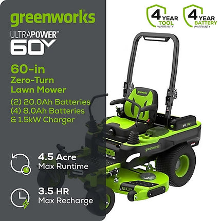 Greenworks MaximusZ 60-Inch 60V Battery-Powered ZTR Mower