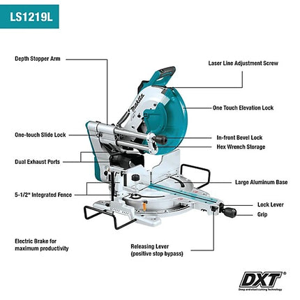Makita 12" Dual Bevel Sliding Compound Miter Saw with Laser