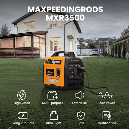 Maxpeedingrods MXR3500 3500W Inverter Generator Low THD RV Ready CO Alert