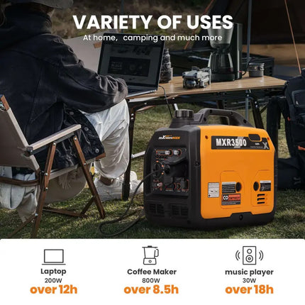 Maxpeedingrods MXR3500 3500W Inverter Generator Low THD RV Ready CO Alert
