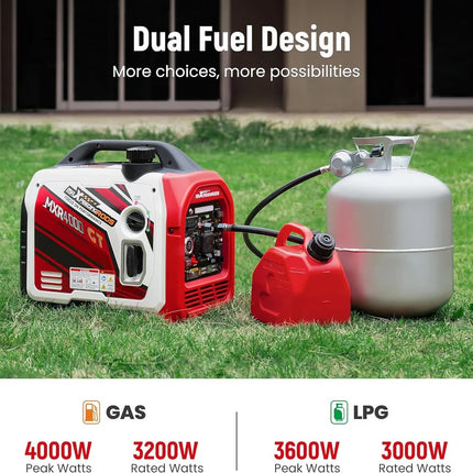 Maxpeedingrods MXR4000GT 4000W Dual Fuel Inverter Generator Bluetooth CO Alert