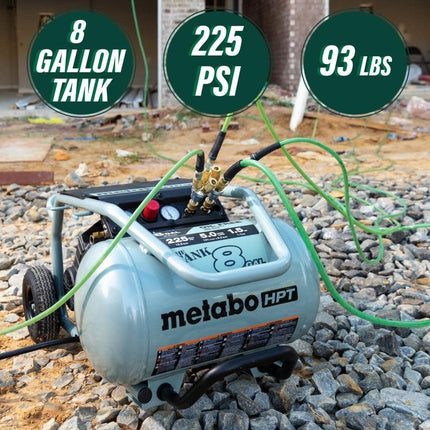 Metabo HPT 8-Gal Industrial Trolley Air Compressor