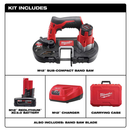 Milwaukee M12 1-5/8" Cordless Band Saw Kit with Battery & Charger