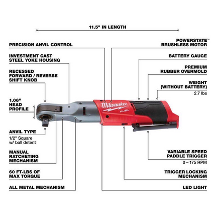 Milwaukee M12 FUEL 1/2-Inch Brushless Ratchet Wrench