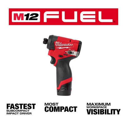 Milwaukee M12 FUEL 1/4" Brushless Cordless Impact Driver Kit with Battery & Charger