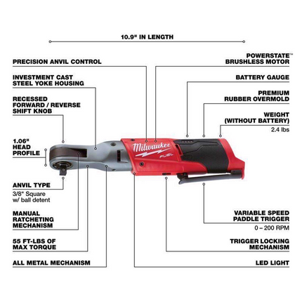 Milwaukee M12 FUEL 3/8" Brushless Cordless Ratchet
