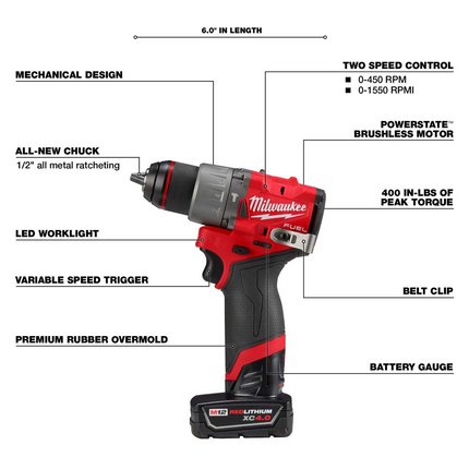 Milwaukee M12 FUEL 12V Cordless 2-Piece Kit