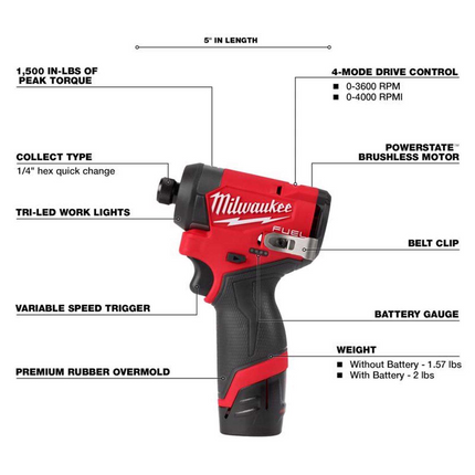 Milwaukee M12 FUEL 12V Cordless 2-Piece Kit