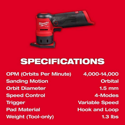 Milwaukee M12 FUEL Cordless Orbital Sander (Tool Only)