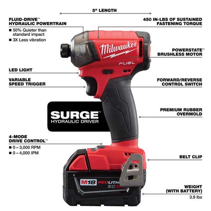 Milwaukee M12 FUEL SURGE 1/4" Brushless Hydraulic Impact Driver Kit Battery & Charger