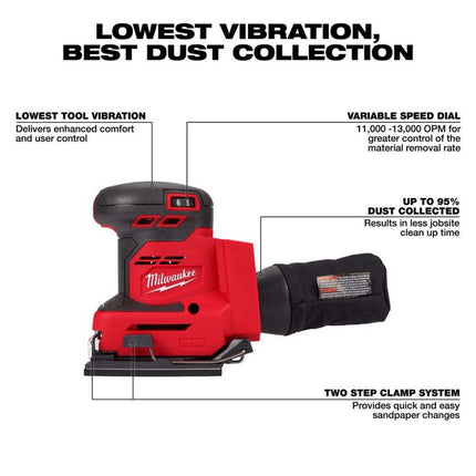 Milwaukee M18 1/4 Sheet Cordless Orbital Finish Sander (Tool Only)