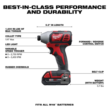 Milwaukee M18 18V Cordless 2-Tool Combo Kit (Drill & Impact Driver)